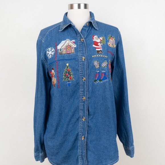 Bobbie Brooks Chambray Button Down M Top - Picture 1 of 8